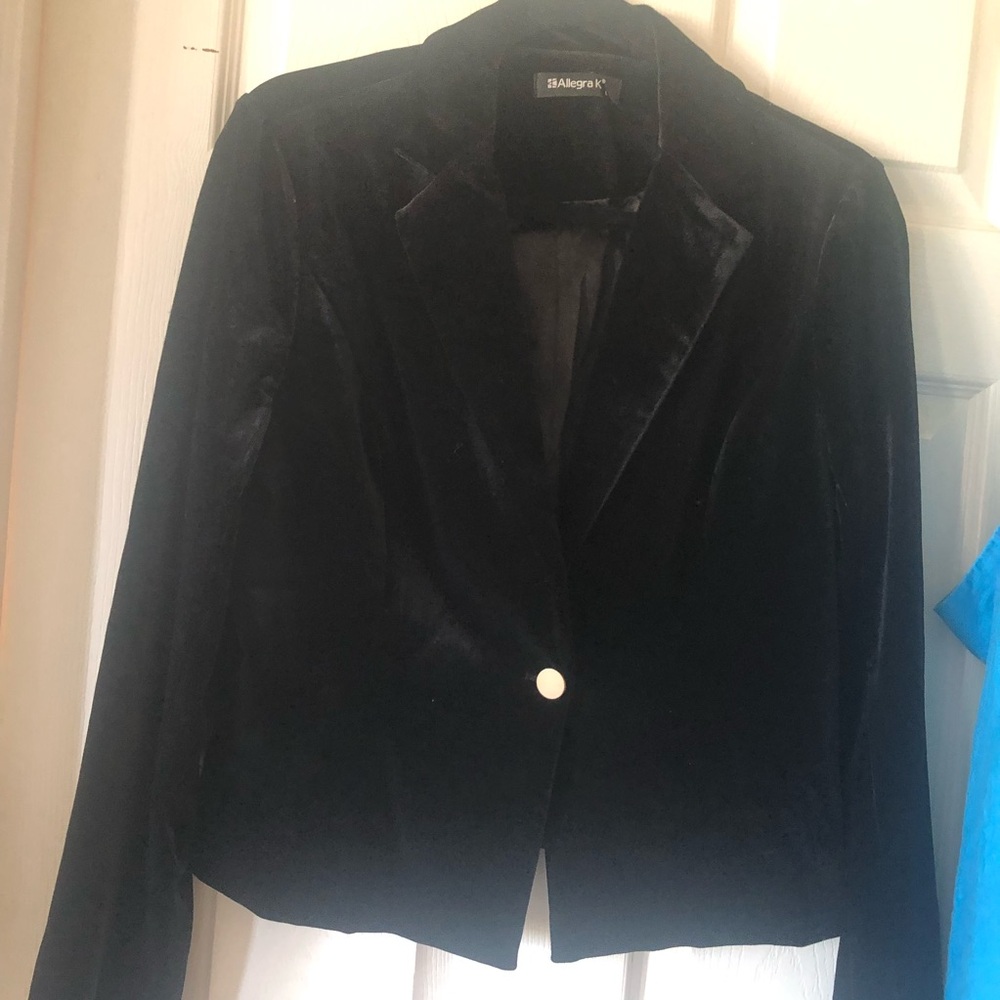 Alegra K Black Velvet Blazer  Sz. Lg - Picture 2 of 9